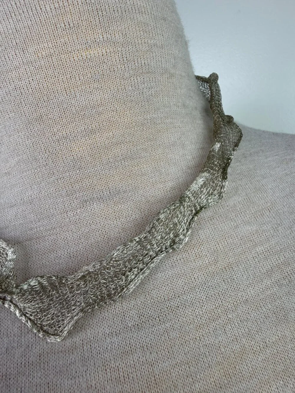 Sterling Silver Woven Mesh Wire Necklace
